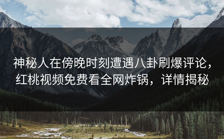 神秘人在傍晚时刻遭遇八卦刷爆评论,红桃视频免费看全网炸锅,详情揭秘