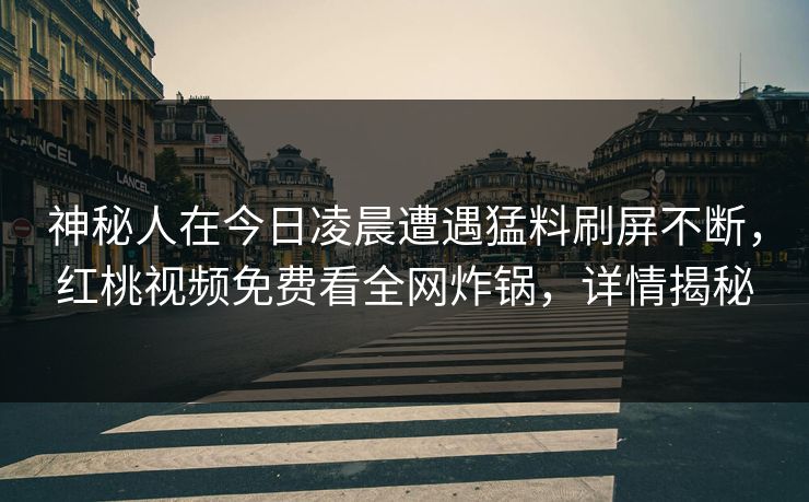 神秘人在今日凌晨遭遇猛料刷屏不断,红桃视频免费看全网炸锅,详情揭秘 神秘人在今日凌晨遭遇猛料刷屏不断,红桃视频免费看全网炸锅,详情揭秘