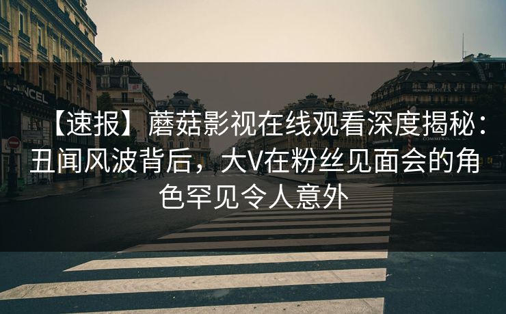 【速报】蘑菇影视在线观看深度揭秘:丑闻风波背后,大V在粉丝见面会的角色罕见令人意外