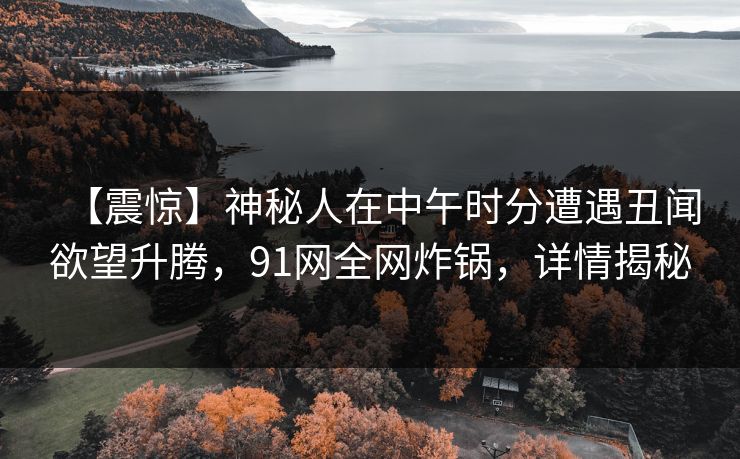 【震惊】神秘人在中午时分遭遇丑闻欲望升腾，91网全网炸锅，详情揭秘