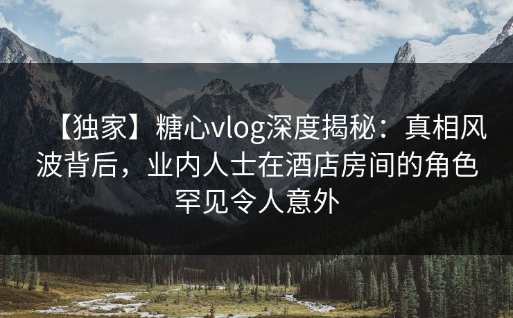【独家】糖心vlog深度揭秘：真相风波背后，业内人士在酒店房间的角色罕见令人意外